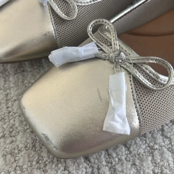 Eric Javits Gold Metallic Ballet Flat Women’s Size 9 NEW Breathable Mesh - Picture 11 of 13